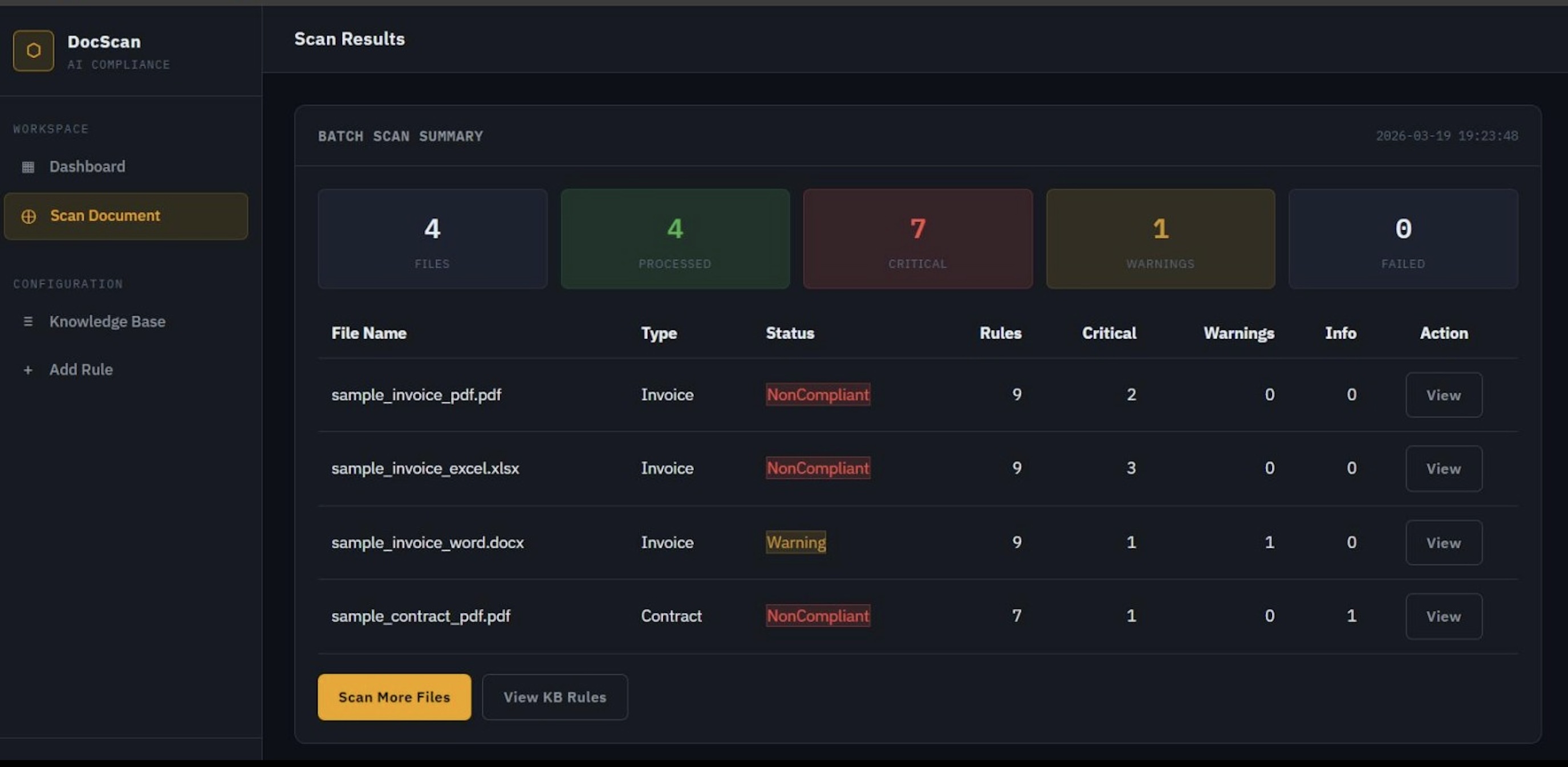 AI document compliance project screenshot